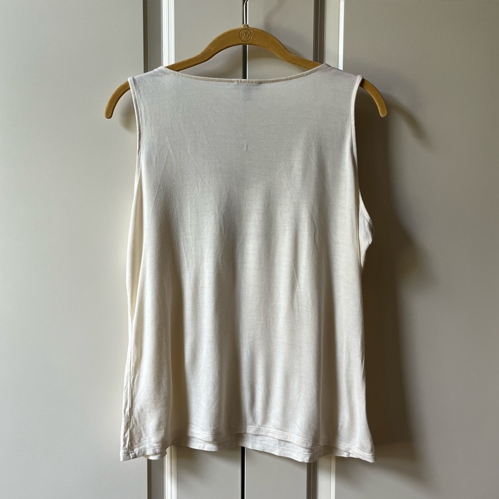 TALBOTS Cream and Taupe Decorative Tank Shell size medium - Picture 2 of 6